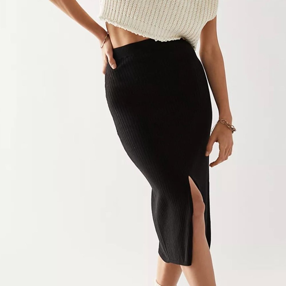 Free People Skyline Midi Skirt Black size XS